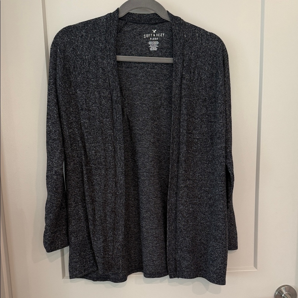 American Eagle Outfitters Charcoal Open Long Cardigan